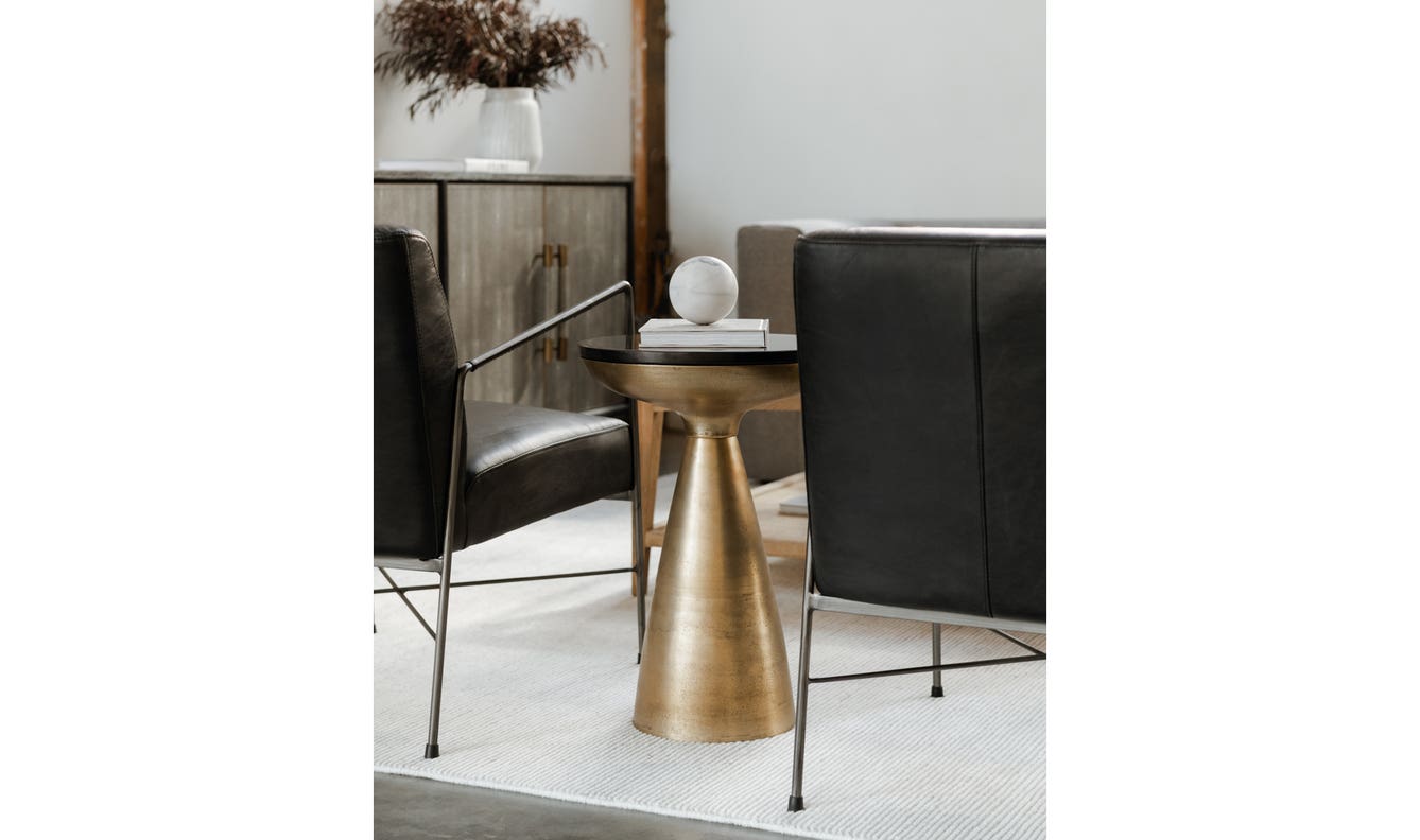 angle view of Font Side Table Brass luxury End Table