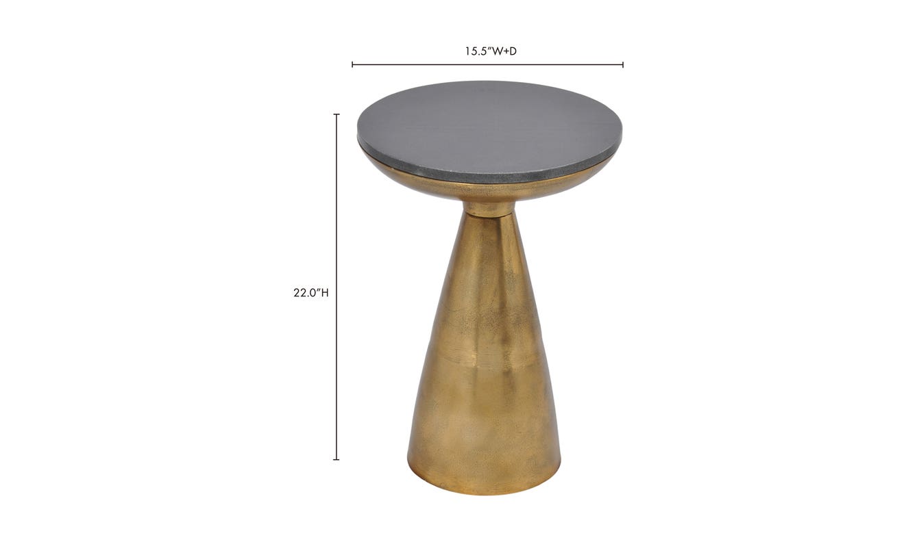 side view of Font Side Table Brass luxury End Table