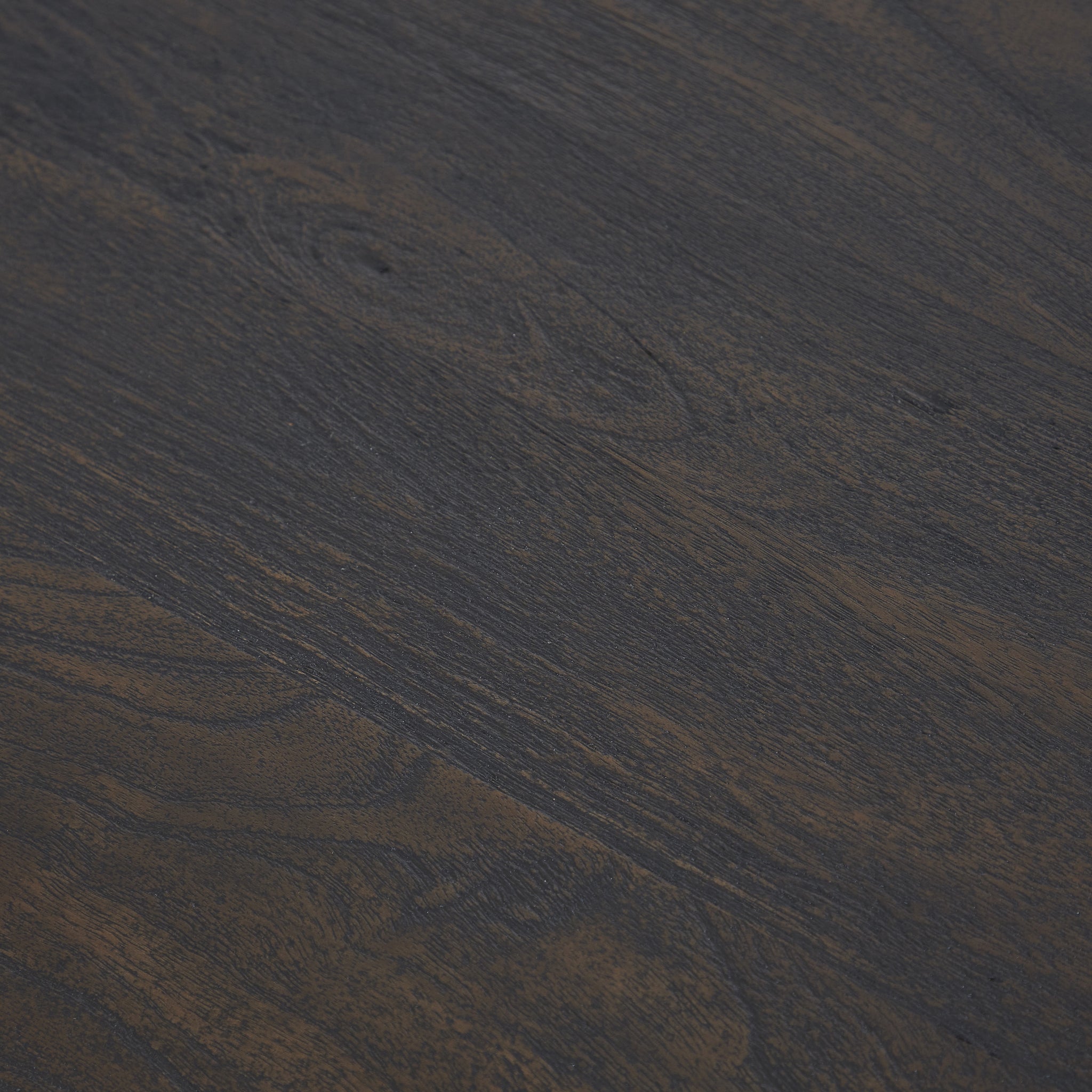 Detailed view of the dark wood surface of the Jean cabinet.