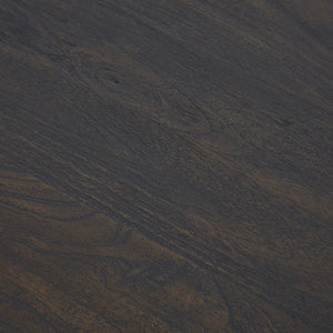Detailed view of the dark wood surface of the Jean cabinet.