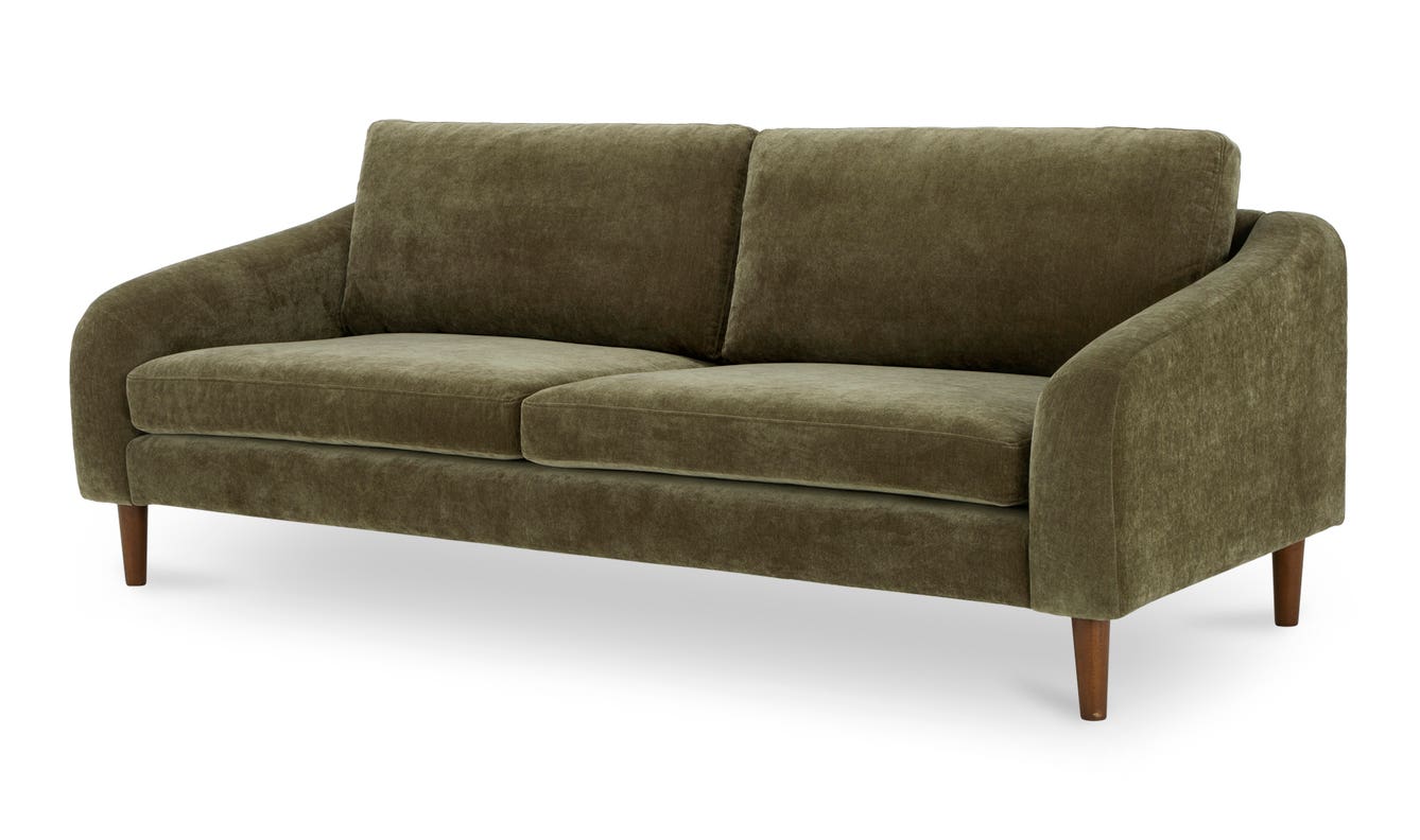 angle view of Quinn Sofa Cedar Green luxury Sofa