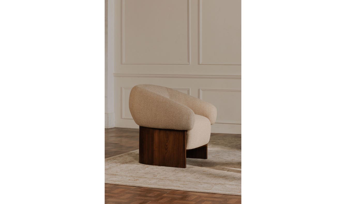 side view of Otto Accent Chair Flecked Tan luxury Chair