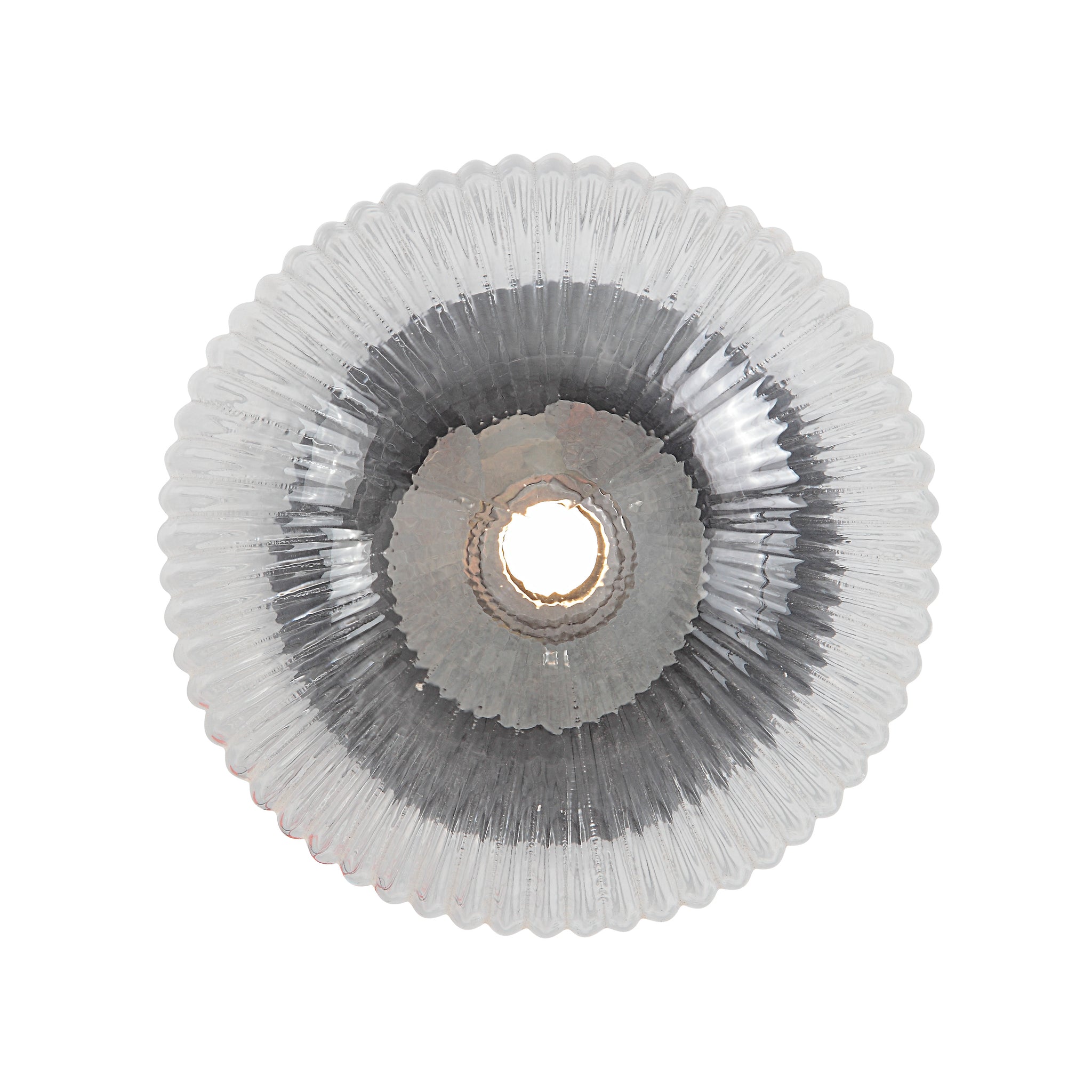 Top view of Brian Wall Sconce showcasing the clear ribbed glass design.