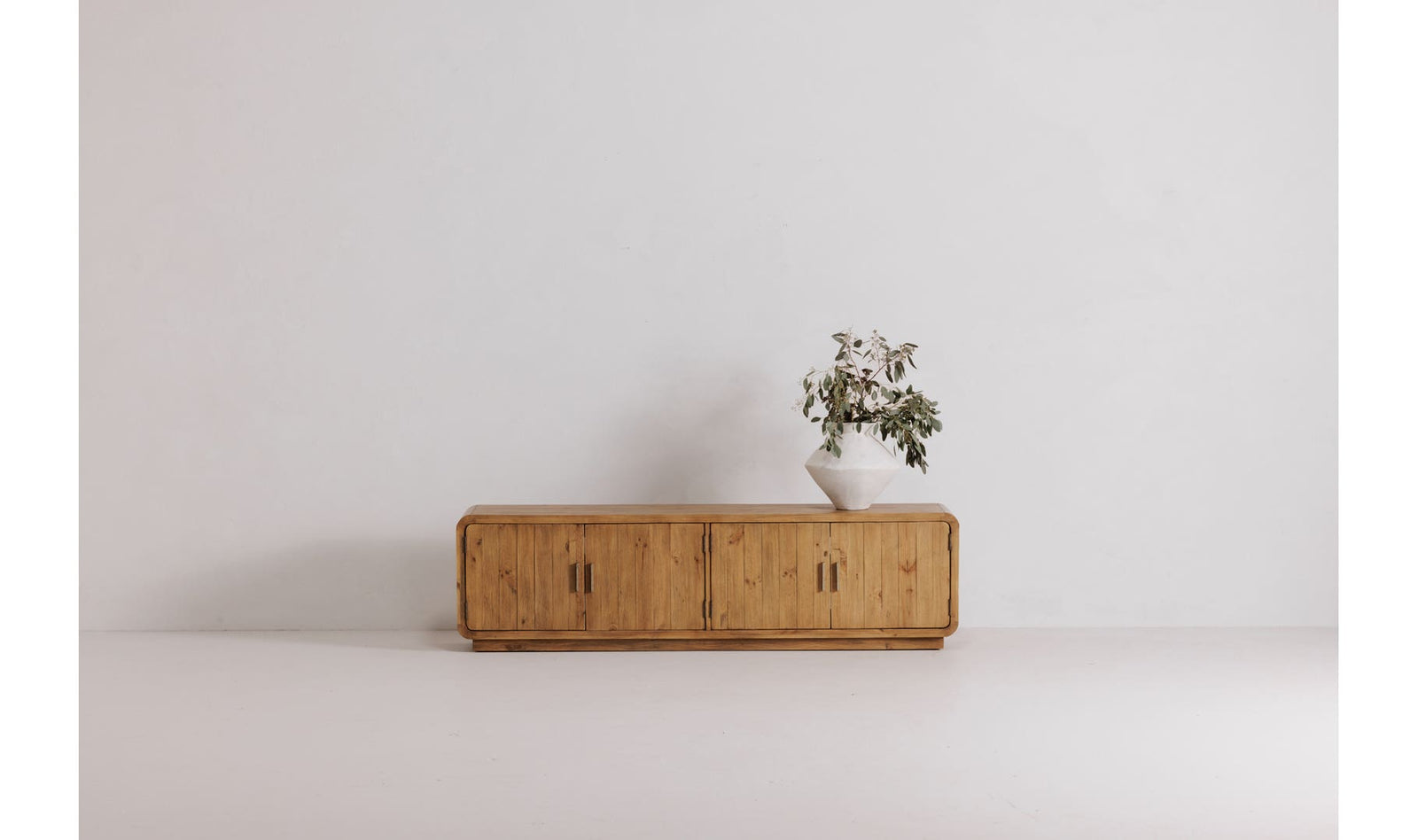 front view of Monterey Media Cabinet Rustic Blonde luxury Entertainment Centers & TV Stand