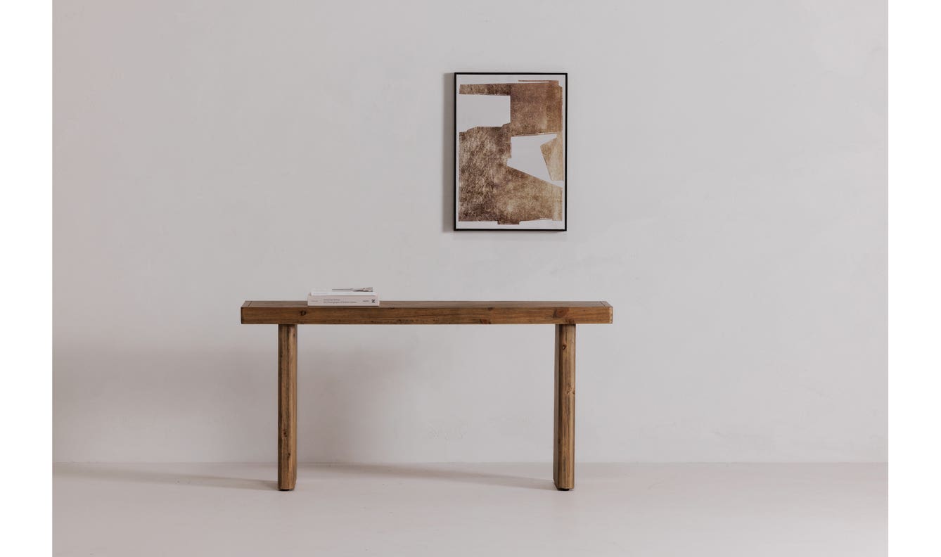 angle view of Monterey Console Table Rustic Blonde luxury Console Table