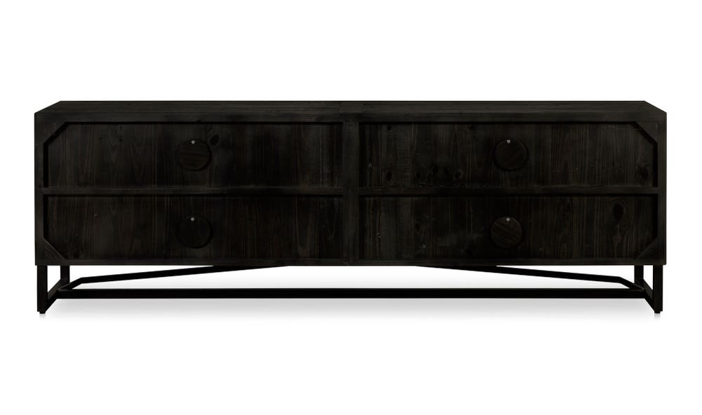 lifestyle view of Sierra Media Unit Black luxury Entertainment Centers & TV Stand
