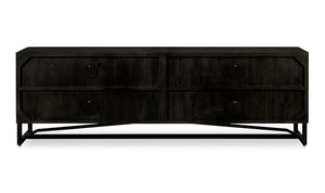 lifestyle view of Sierra Media Unit Black luxury Entertainment Centers & TV Stand