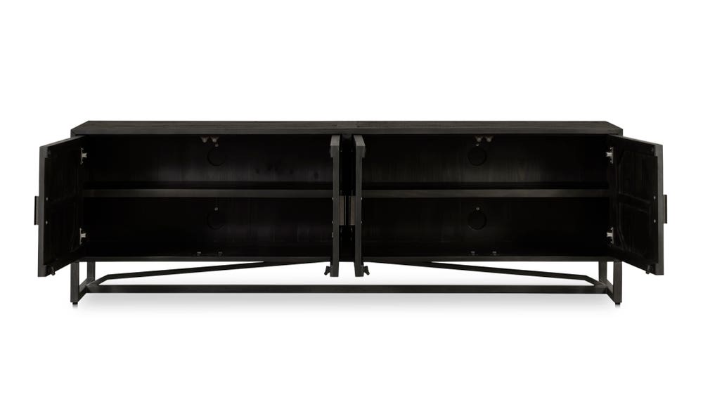 front view of Sierra Media Unit Black luxury Entertainment Centers & TV Stand