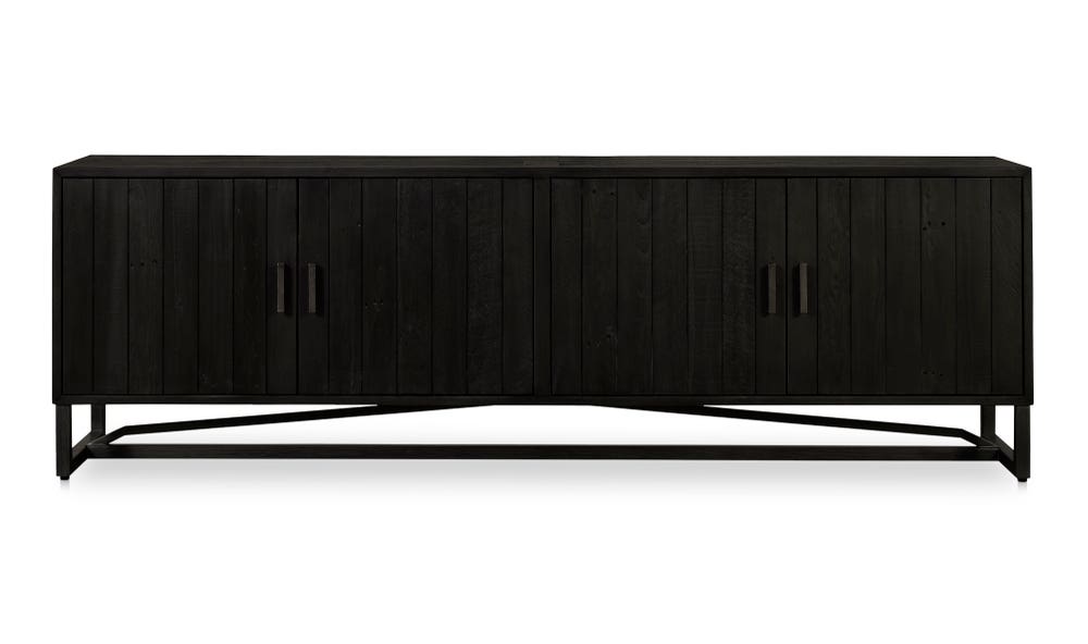 front view of Sierra Media Unit Black luxury Entertainment Centers & TV Stand