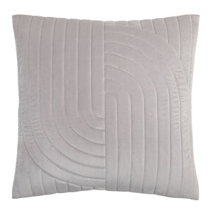 Ultar Indoor Pillow in light gray with quilted curved pattern.