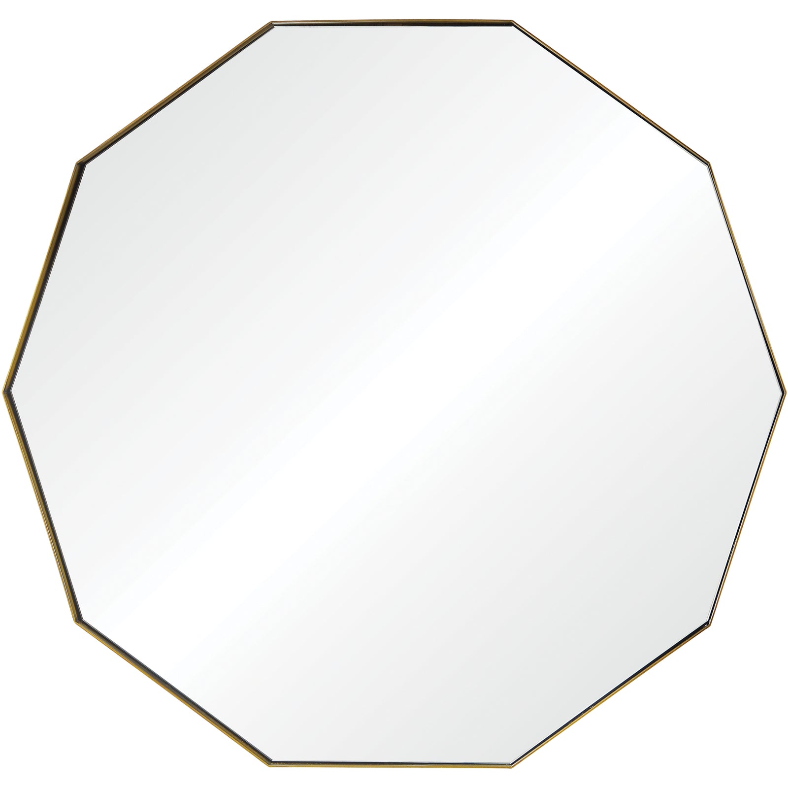 Cruz Wall Mirror with an octagonal shape and a sleek gold frame.