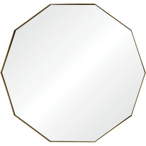 Cruz Wall Mirror with an octagonal shape and a sleek gold frame.