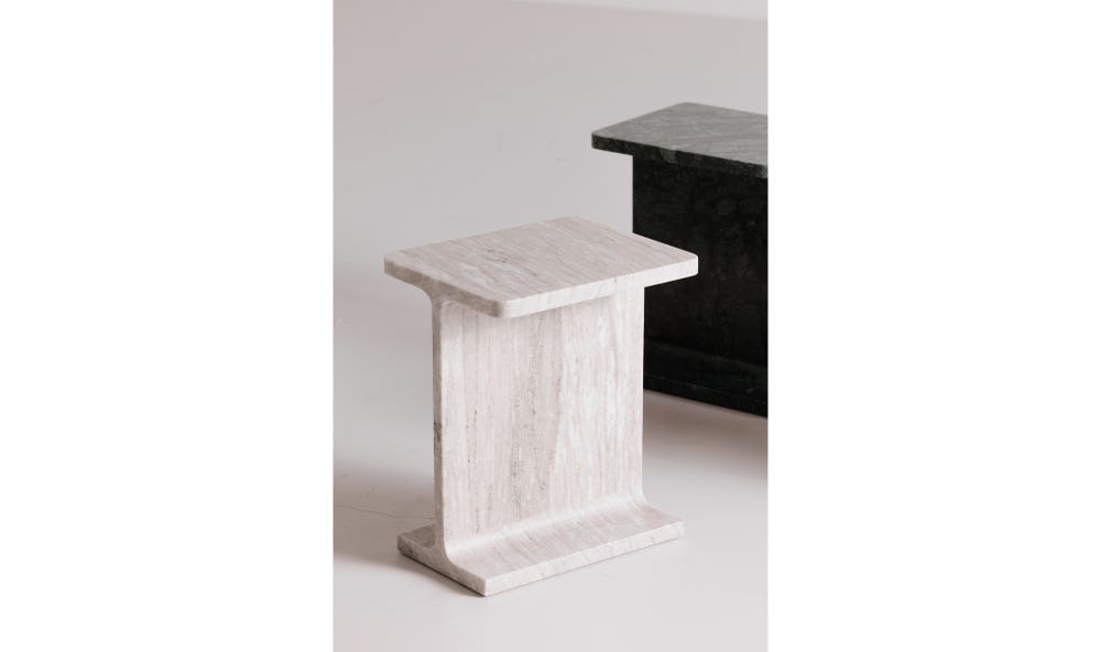 side view of Tullia Accent Table Taupe luxury Accent Table