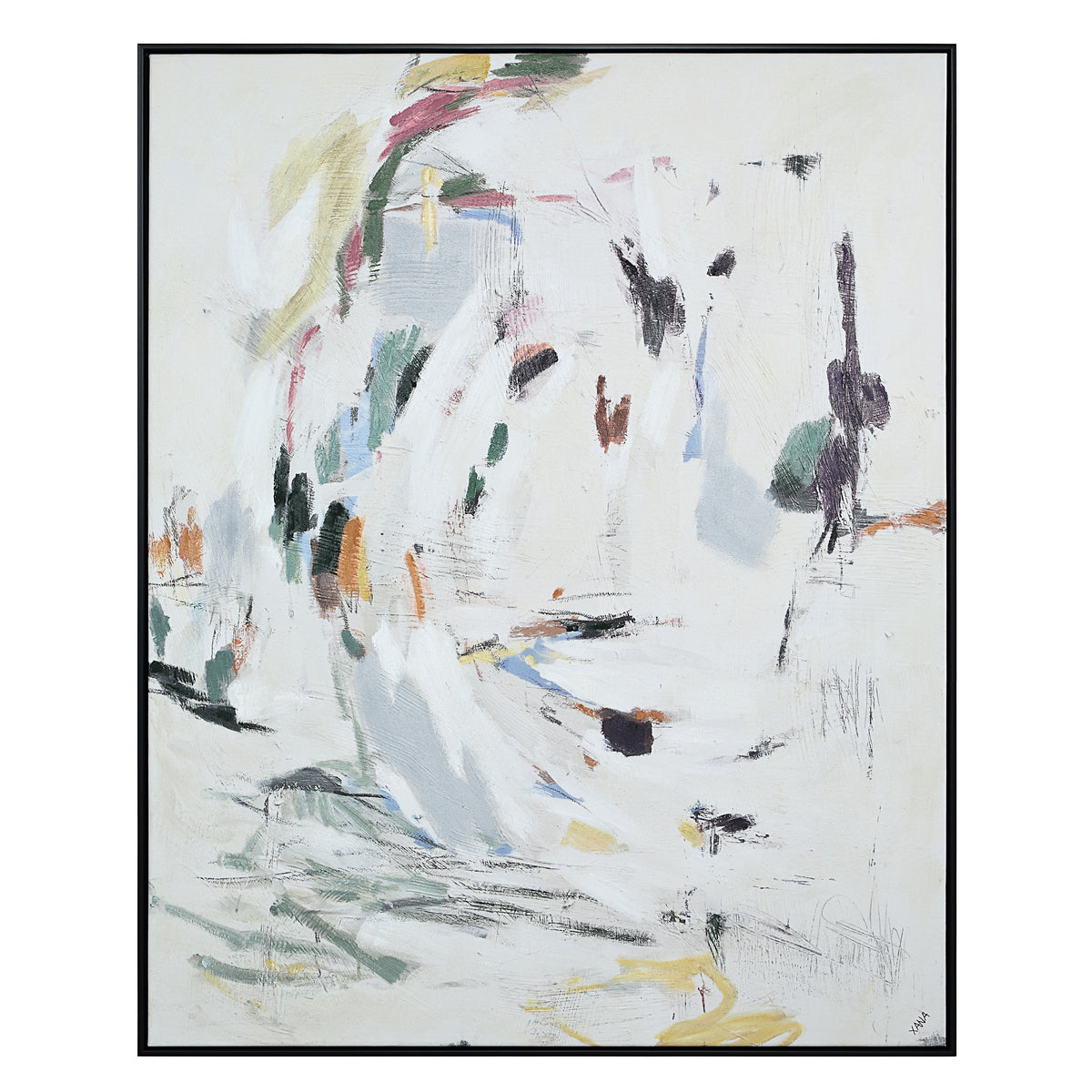 Cinta canvas art featuring abstract brush strokes in soft colors on a white background.