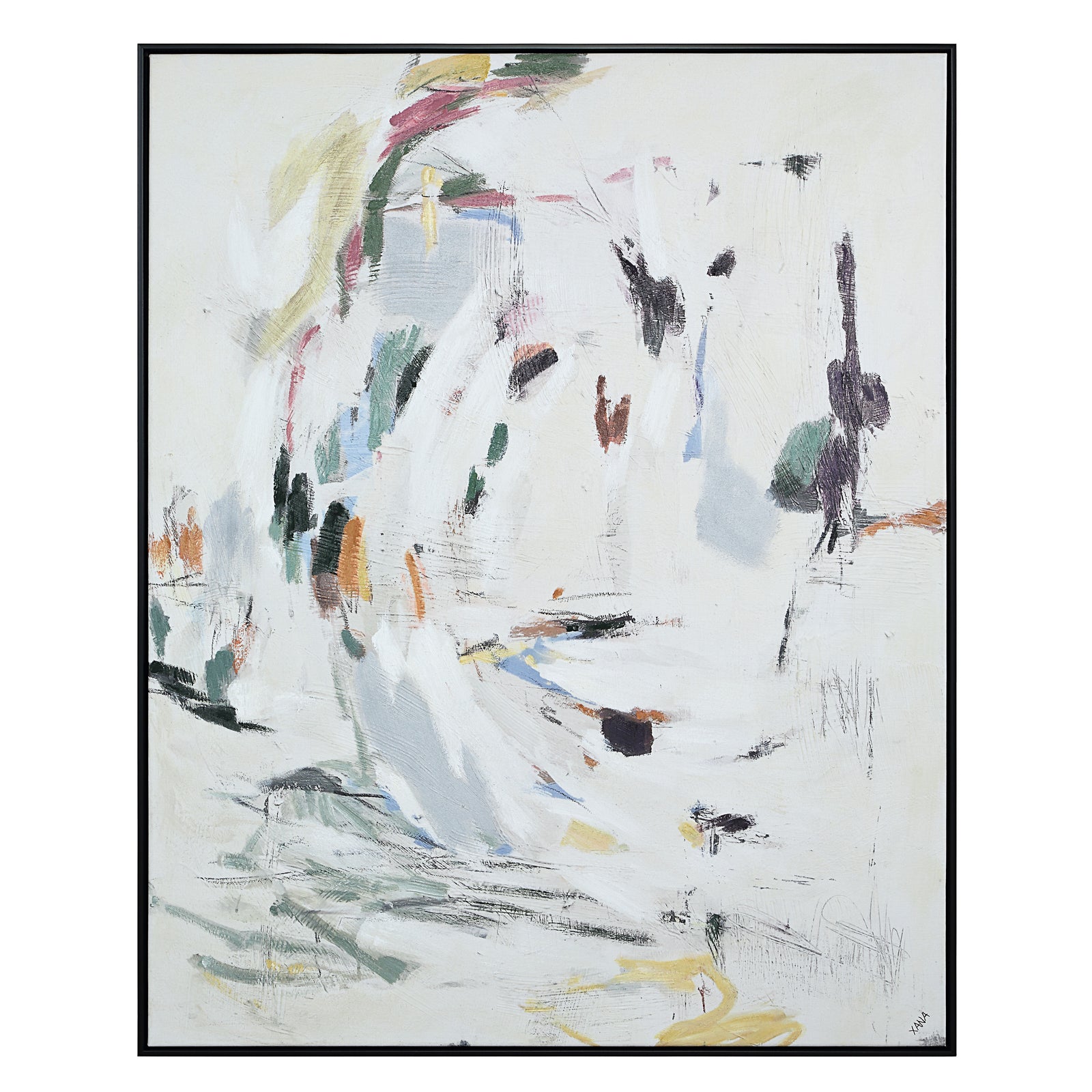 Cinta canvas art featuring abstract brush strokes in soft colors on a white background.