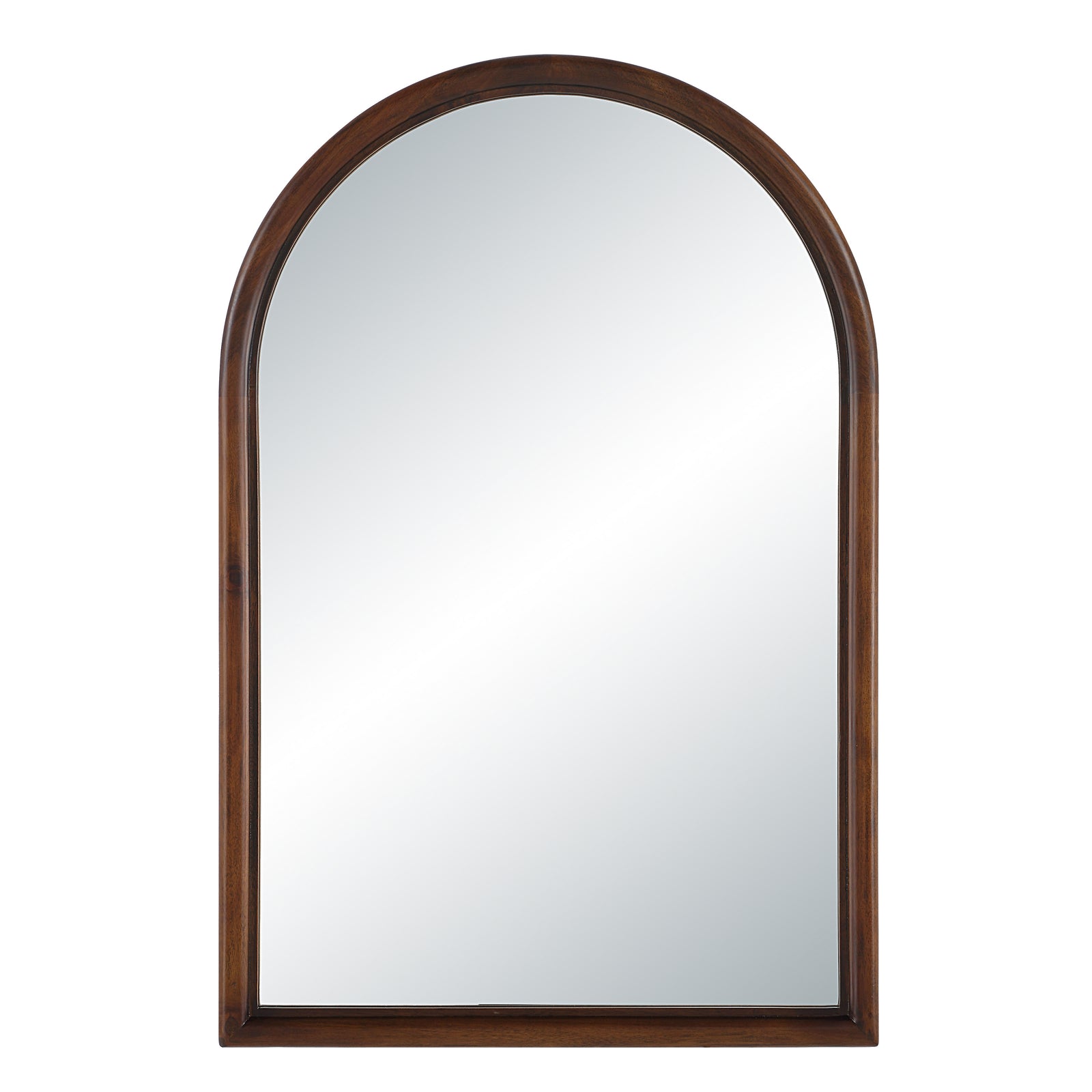Lanai mirror with an arched top and wooden frame in a dark finish