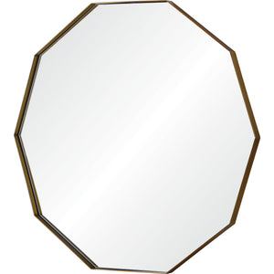 Cruz Wall Mirror featuring an octagonal design and a gold trim.