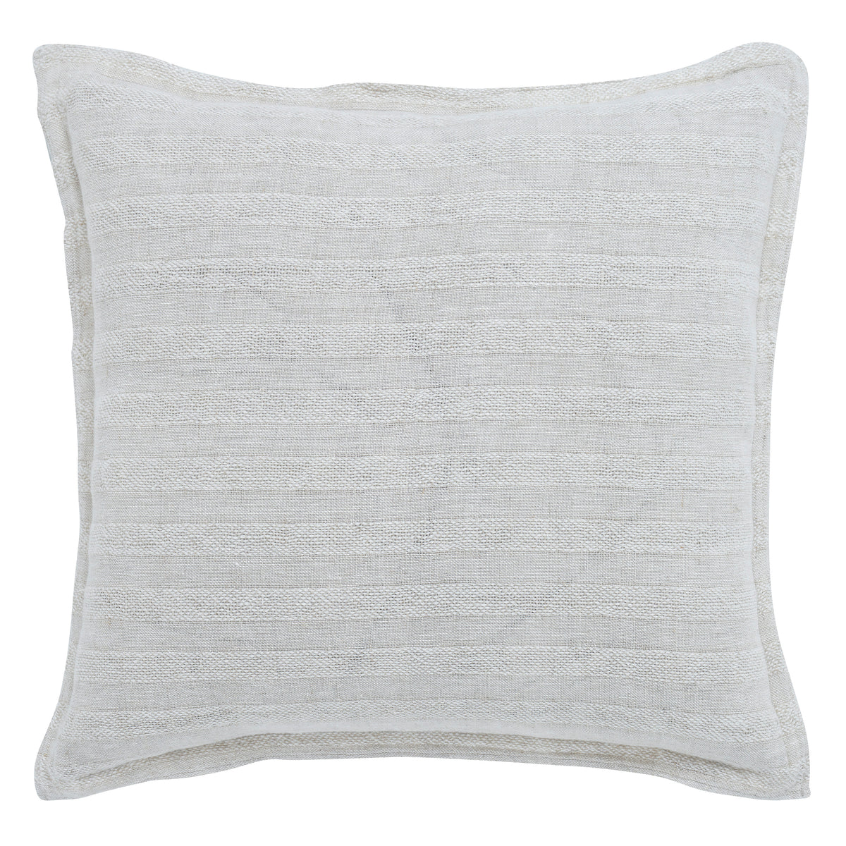 Colmar Indoor Pillow in light gray with textured striped pattern and piped edges.