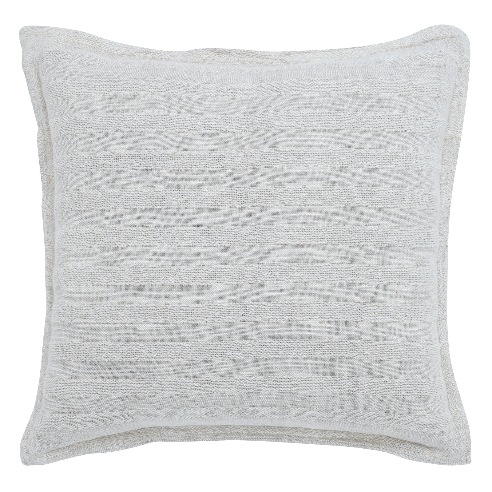 Colmar Indoor Pillow in light gray with textured striped pattern and piped edges.