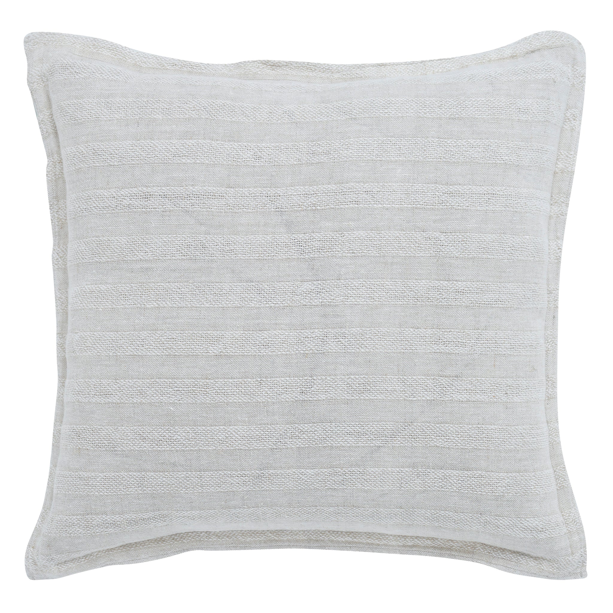 Colmar Indoor Pillow in light gray with textured striped pattern and piped edges.