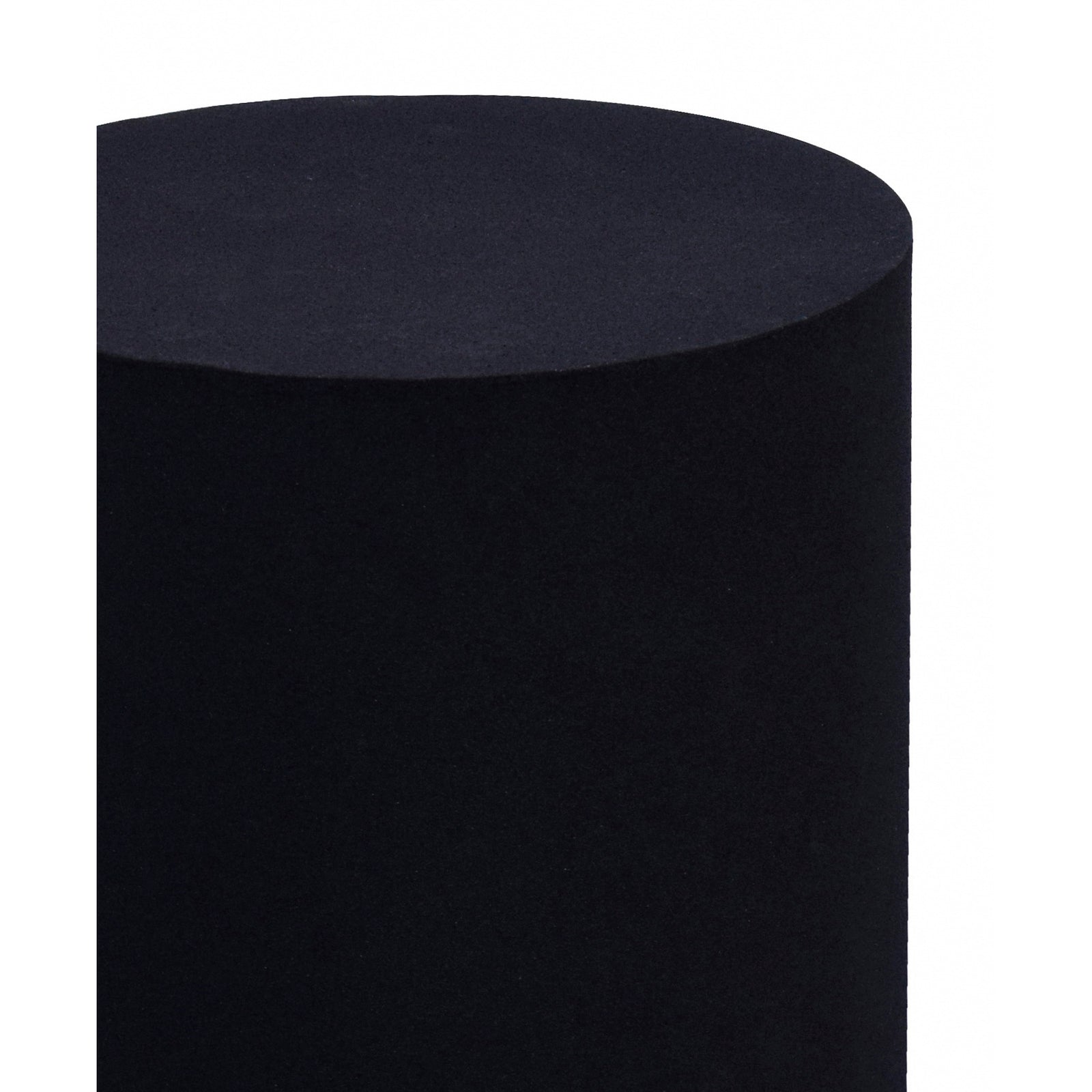 Oloria Stool in black, featuring a cylindrical top and conical base.
