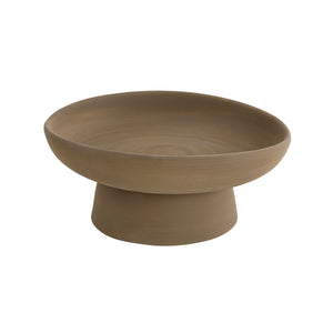 Blouin Vase by Renwil, front view of the round brown ceramic vase with a pedestal base.
