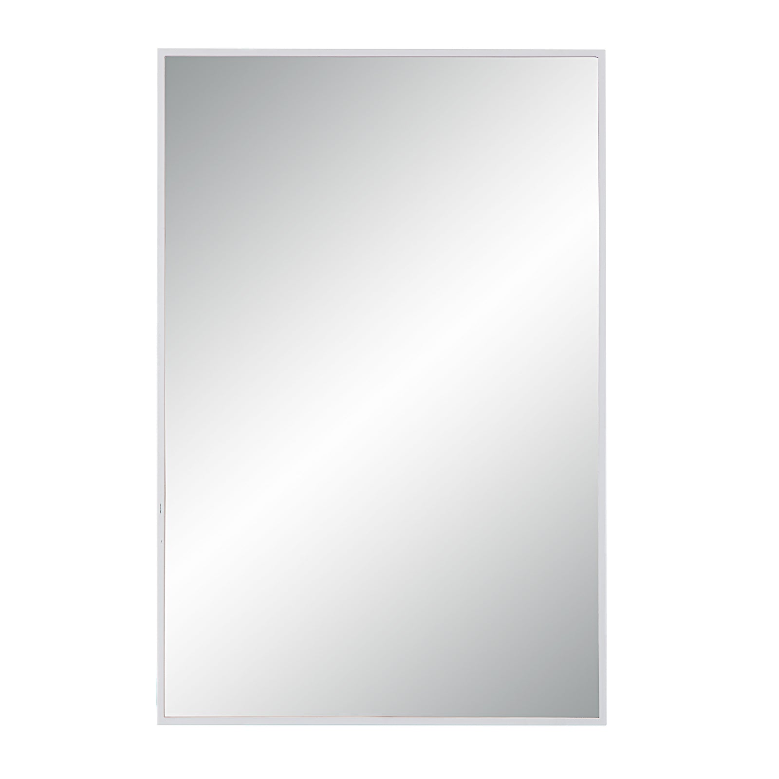 Orchid Wall Mirror with a sleek white frame, reflecting light in a vertical view.