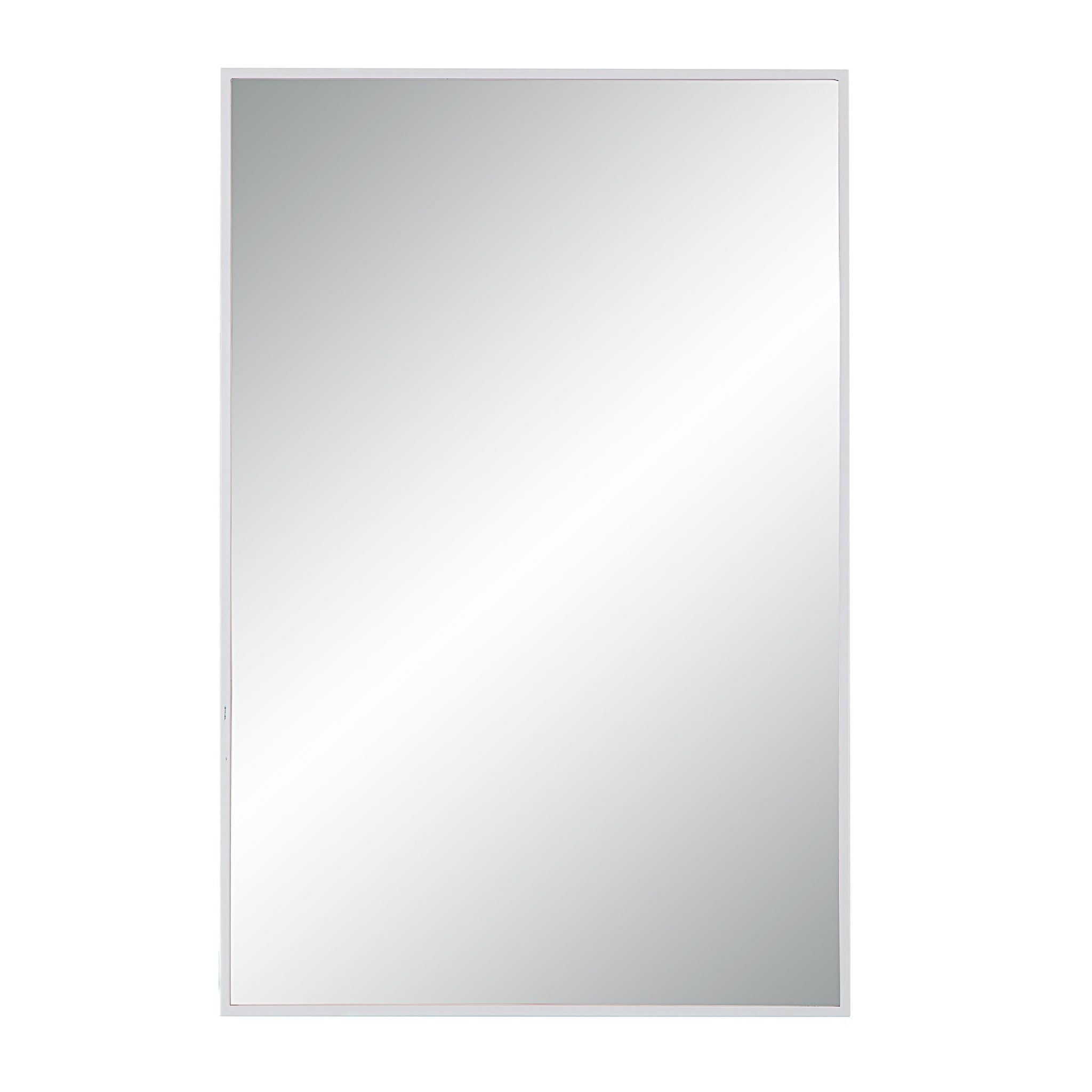 Orchid Wall Mirror with a sleek white frame, reflecting light in a vertical view.