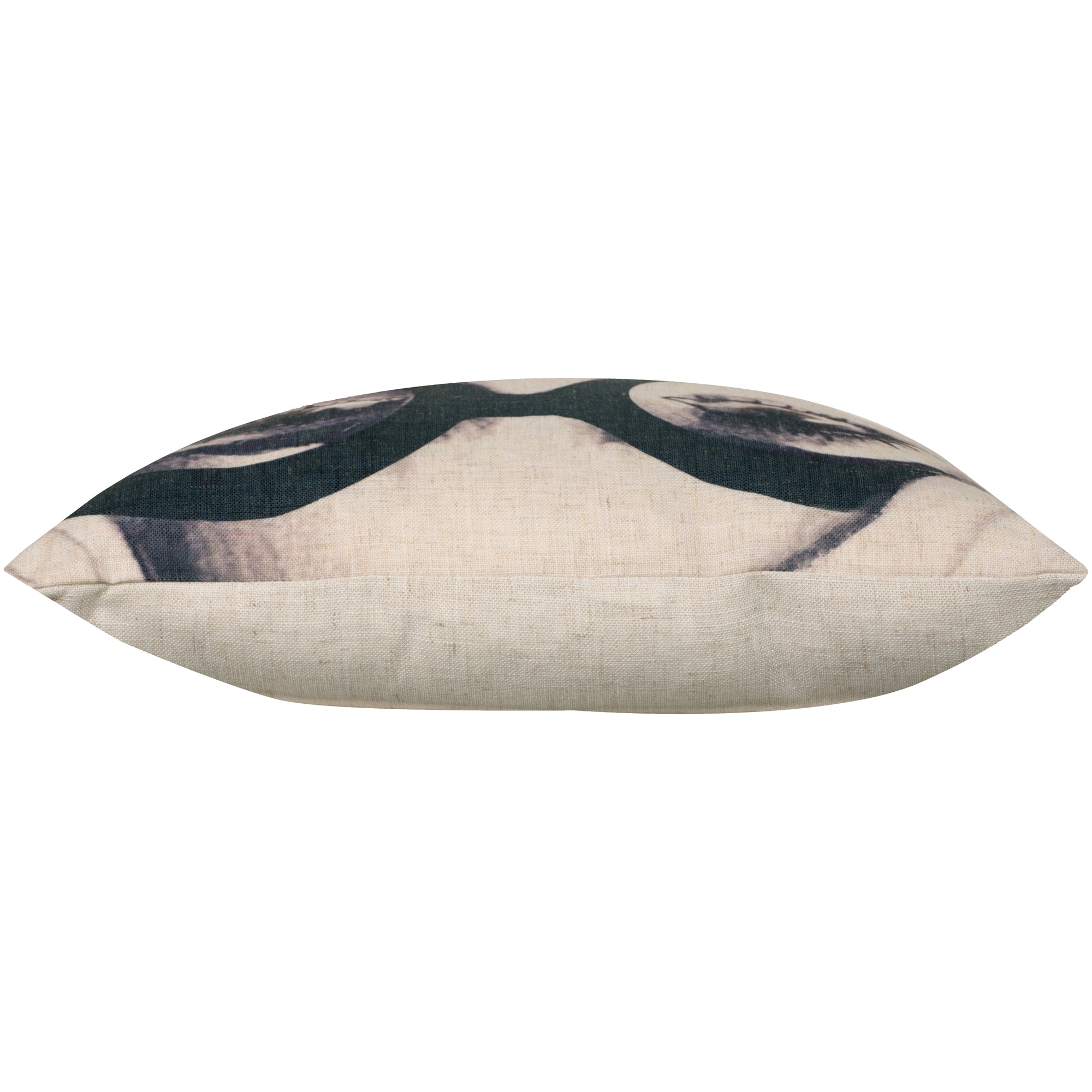 Side view of the Madelia Indoor Pillow displaying its slim profile and artistic design.