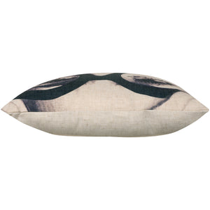 Side view of the Madelia Indoor Pillow displaying its slim profile and artistic design.