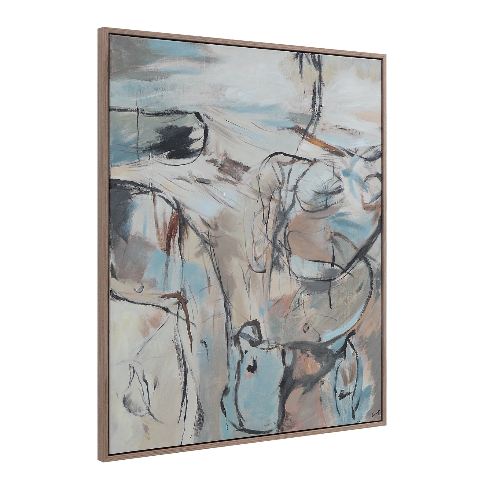 Roseline Canvas Art featuring abstract design with soft colors and bold lines