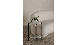 angle view of Melanie Accent Table White luxury End Table