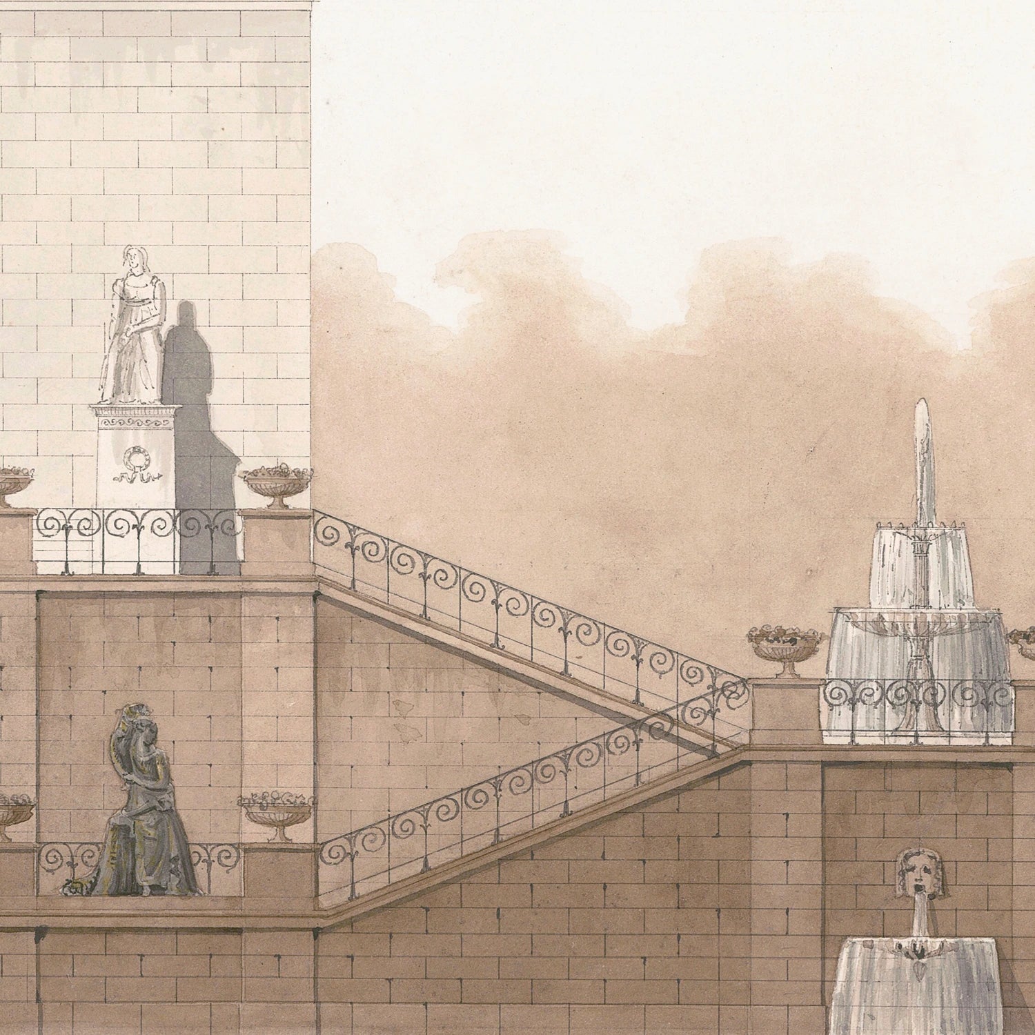 front view of Italian Villa Facade l, C. 1838 luxury Artwork