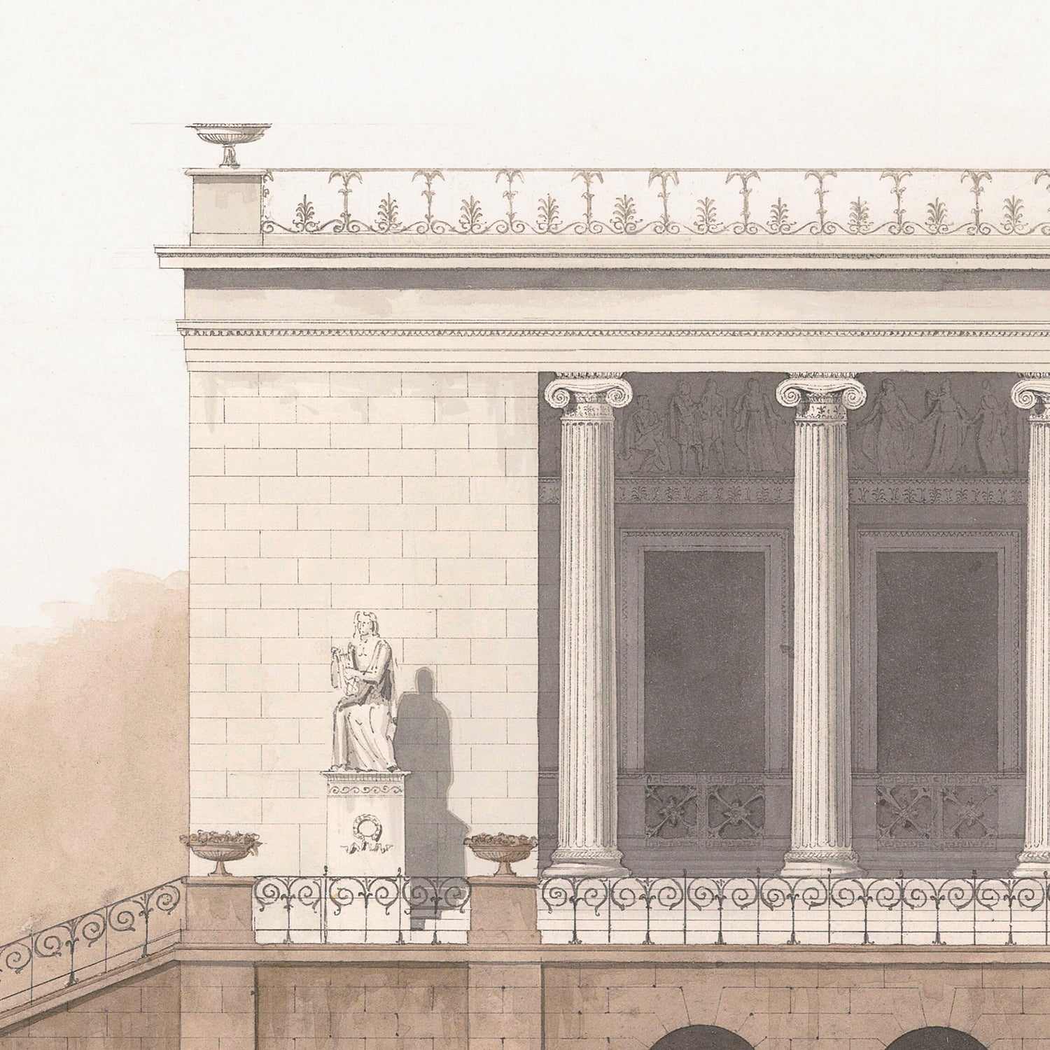 side view of Italian Villa Facade l, C. 1838 luxury Artwork