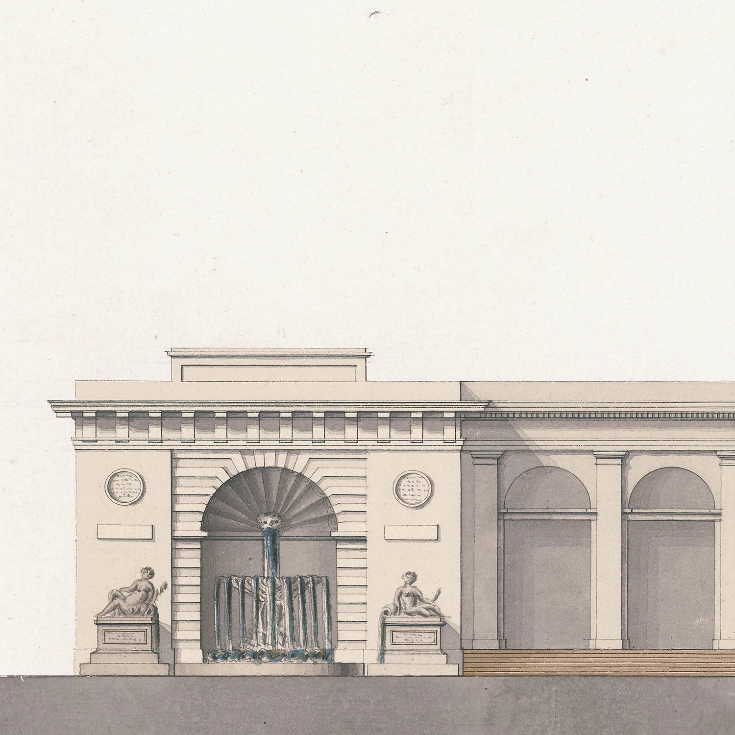 front view of Italian Villa Facade lV, C. 1838 luxury Artwork