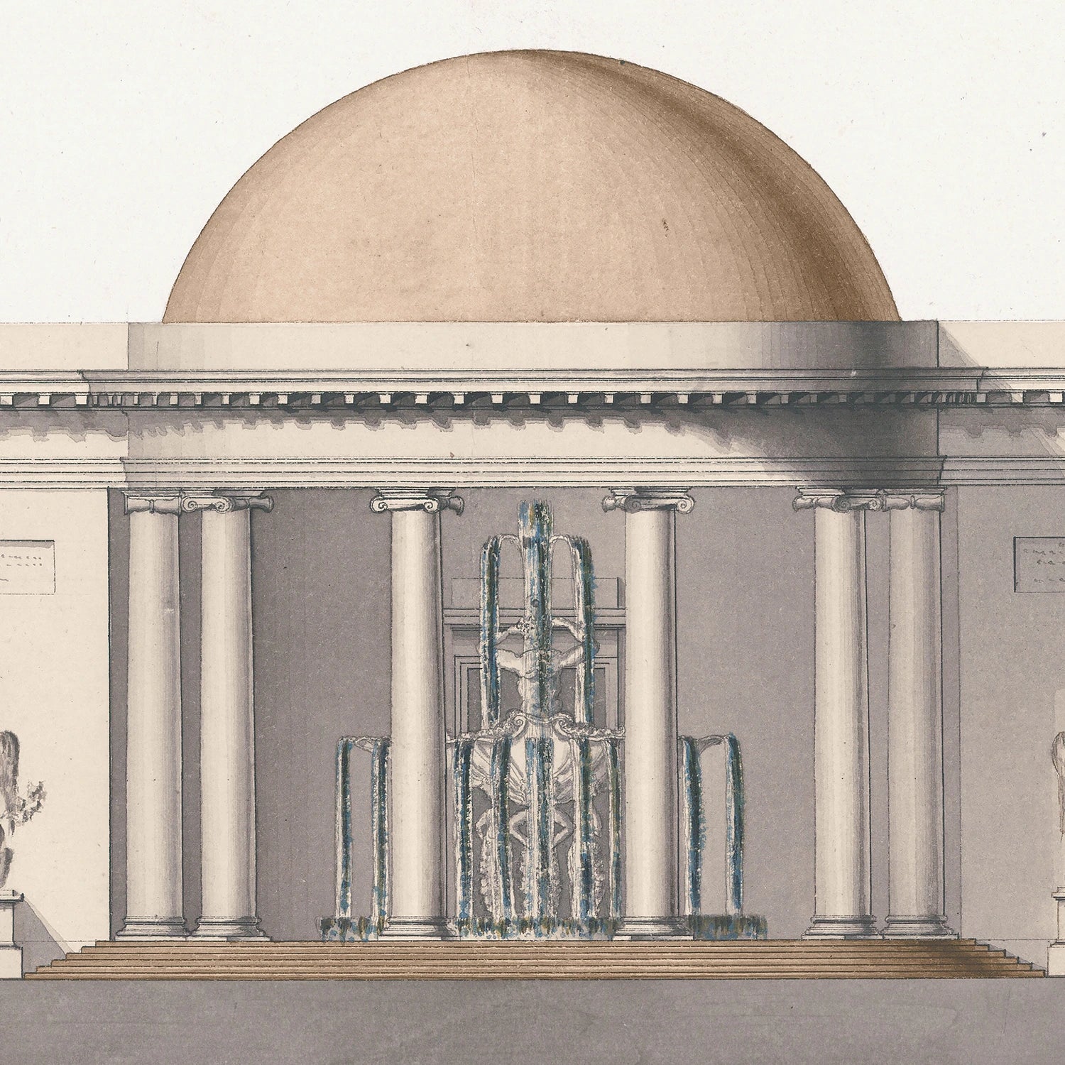 side view of Italian Villa Facade lV, C. 1838 luxury Artwork