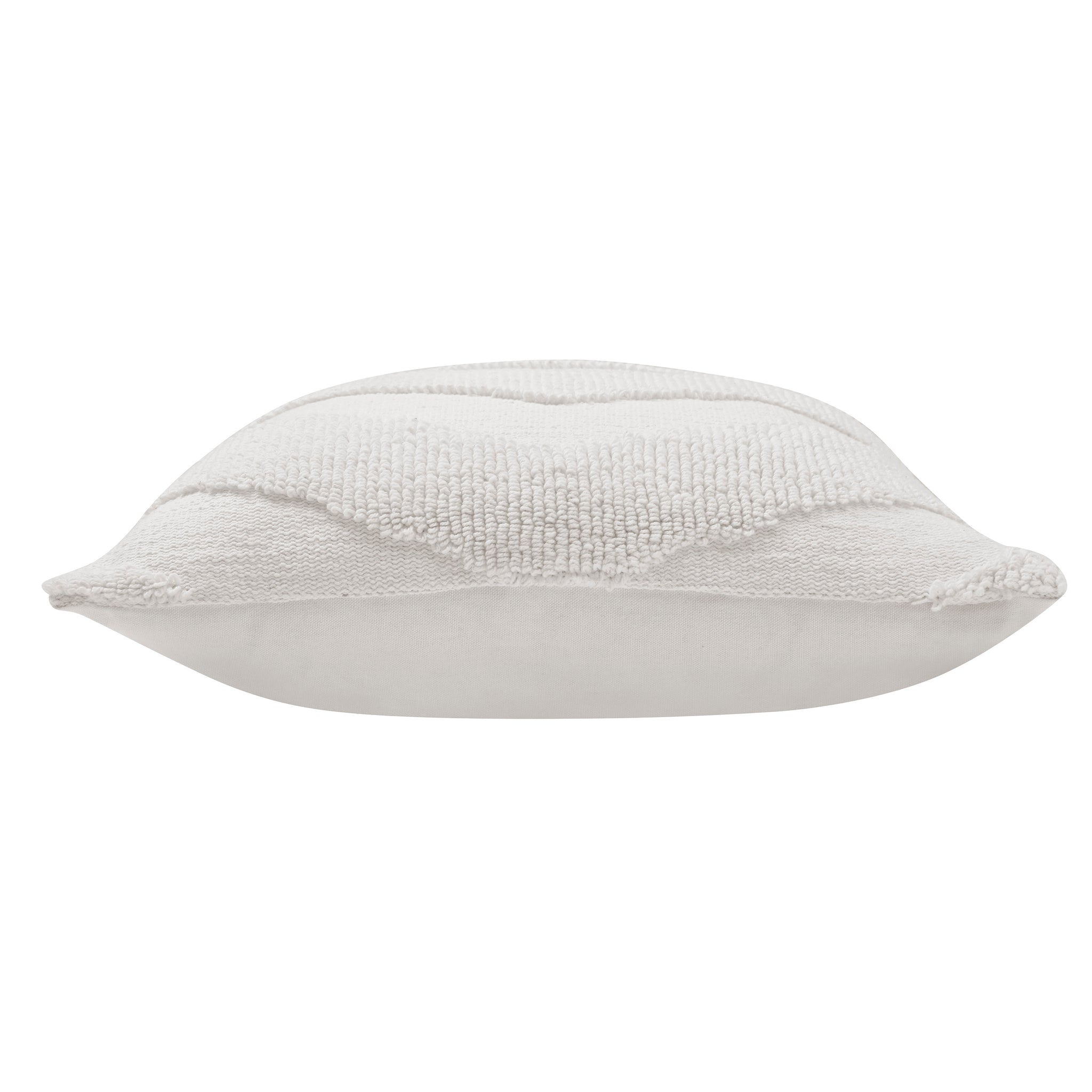 Side view of Chiara Indoor Pillow displaying its plush profile