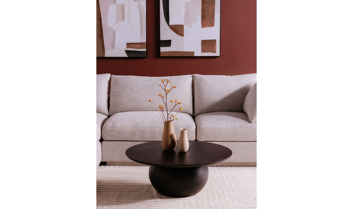 front view of Bradbury Coffee Table Blackened Acacia luxury Coffee Table