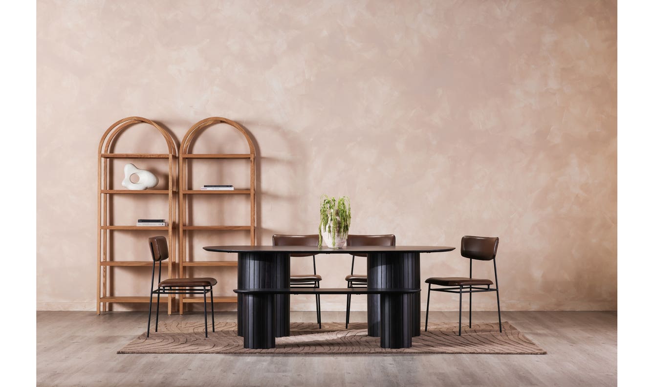 front view of Povera Dining Bench Black luxury Table