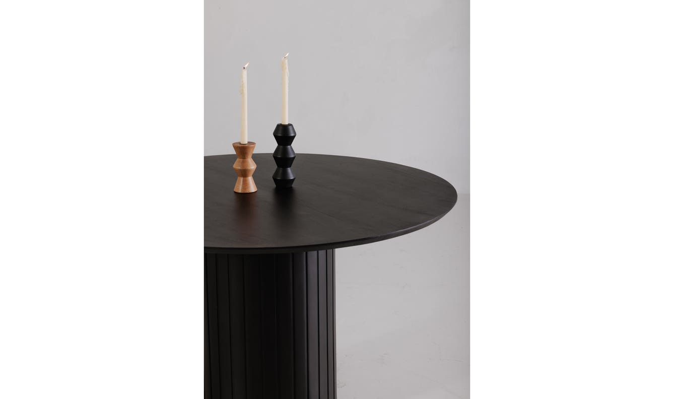 side view of Povera Round Dining Table Black luxury Table