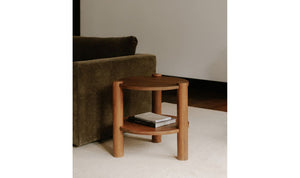 angle view of Olsen Accent Table Vintage Brown luxury End Table