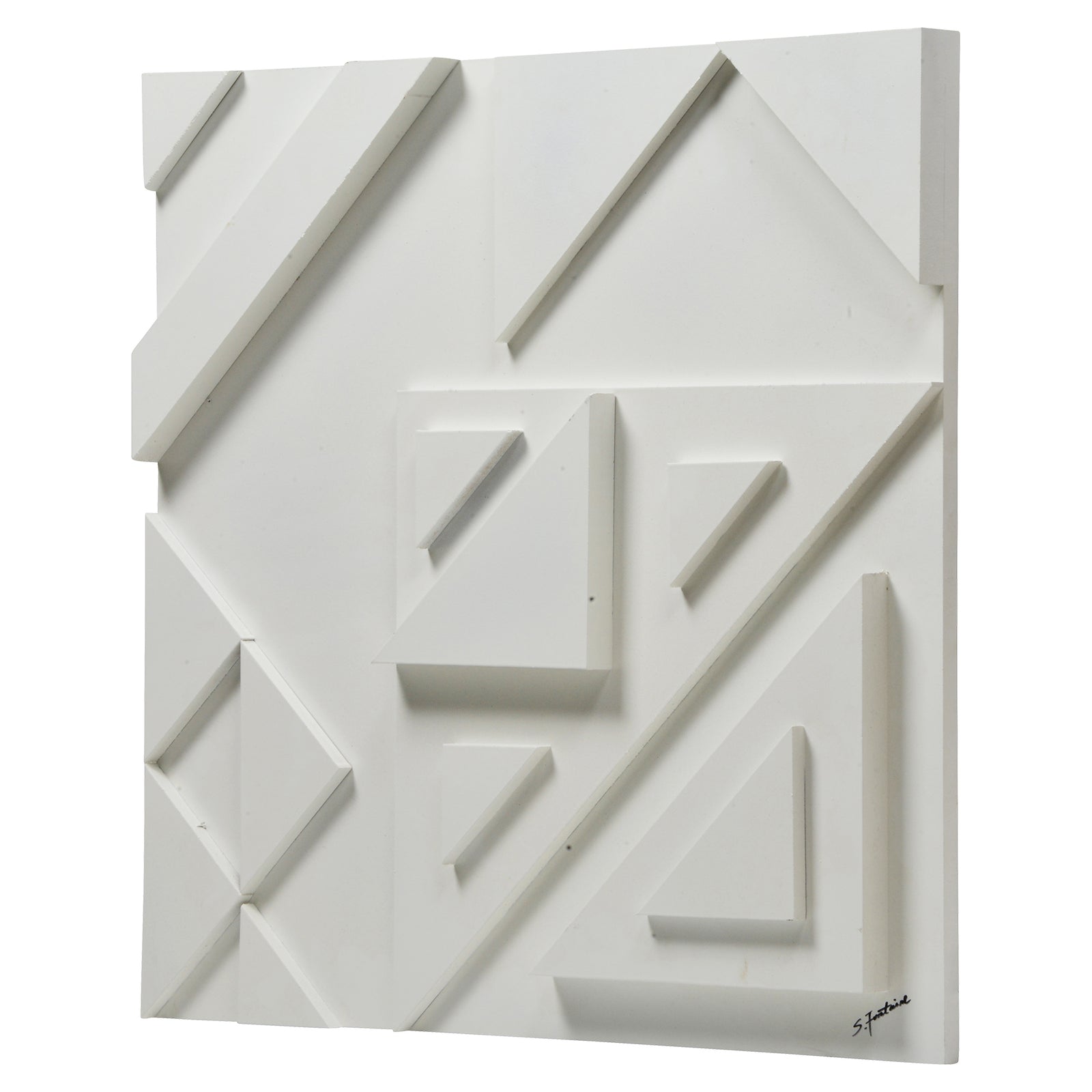 Vector III Wall Art in white featuring geometric shapes and layered textures.
