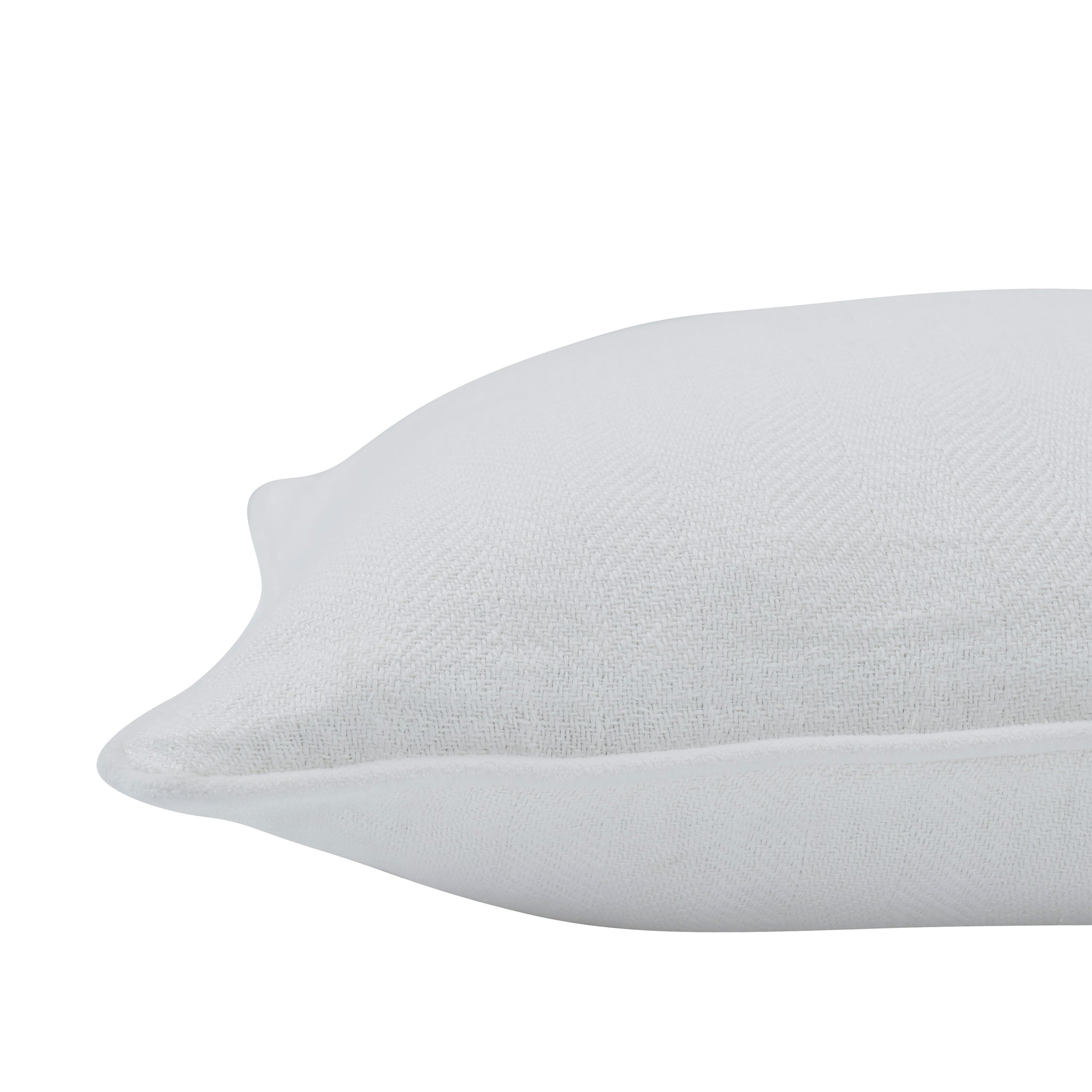 Side view of Provence Indoor Pillow, emphasizing its light blue fabric and smooth edges.