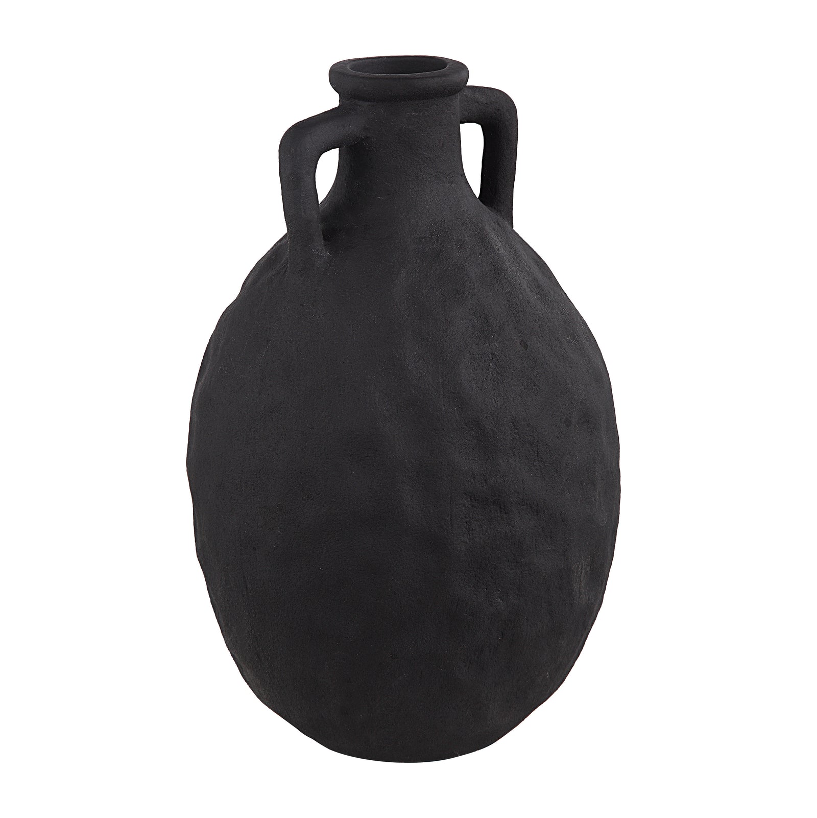 Fox Vase by Renwil, black textured ceramic vase with two handles.