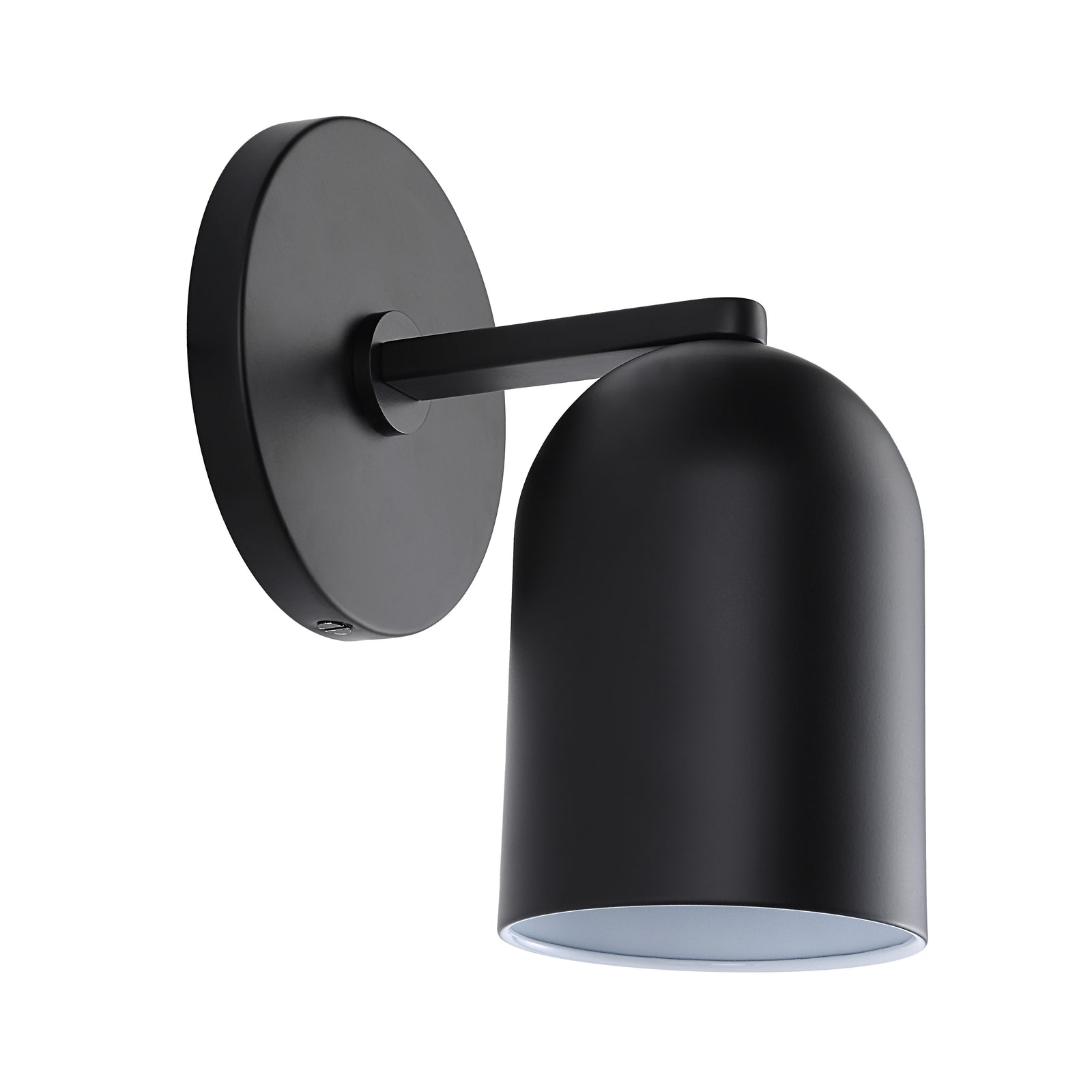 Valonia Wall Sconce in black with a rounded shade and white interior