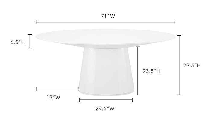 Otago Oval Dining Table White