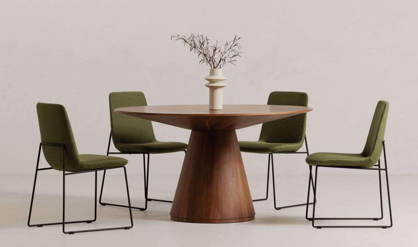 angle view of Otago Round Dining Table Brown luxury Kitchen & Dining Room Table