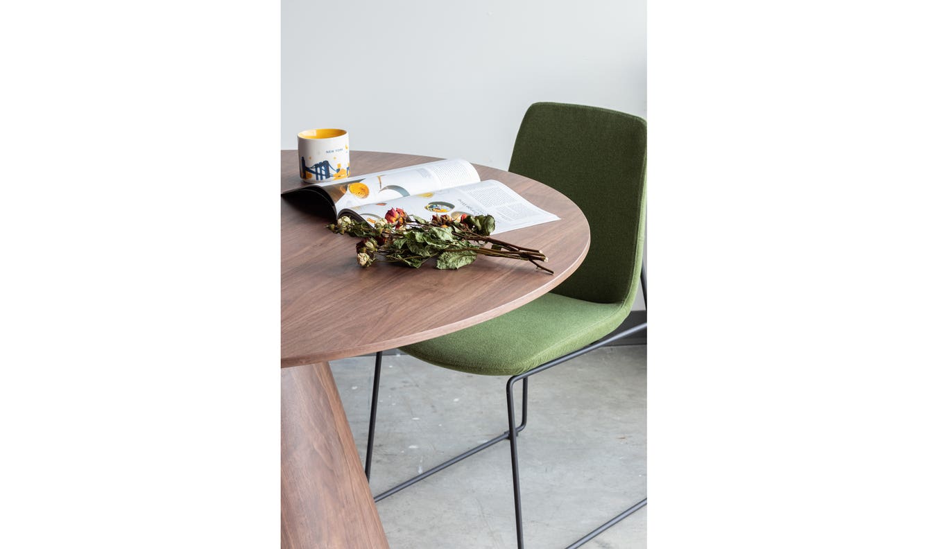 side view of Otago Round Dining Table Brown luxury Kitchen & Dining Room Table