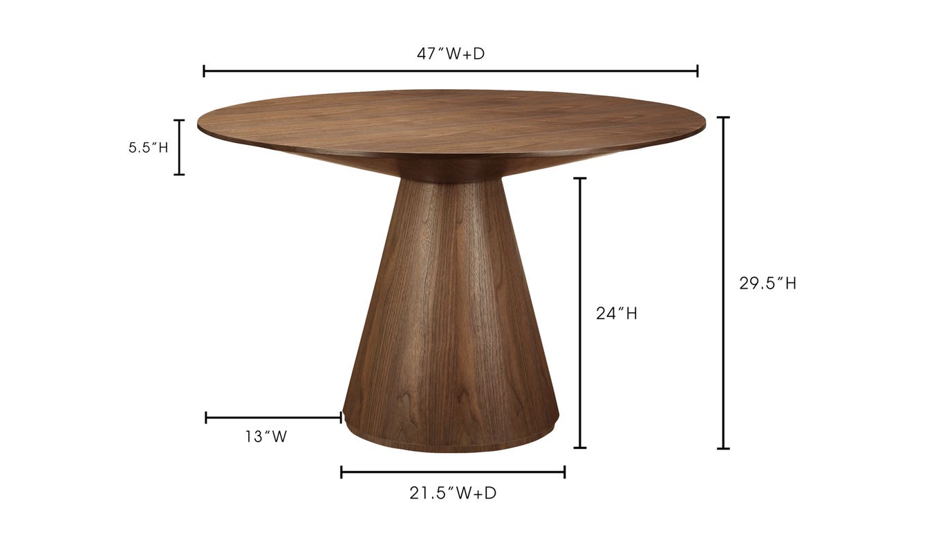 lifestyle view of Otago Round Dining Table Brown luxury Kitchen & Dining Room Table