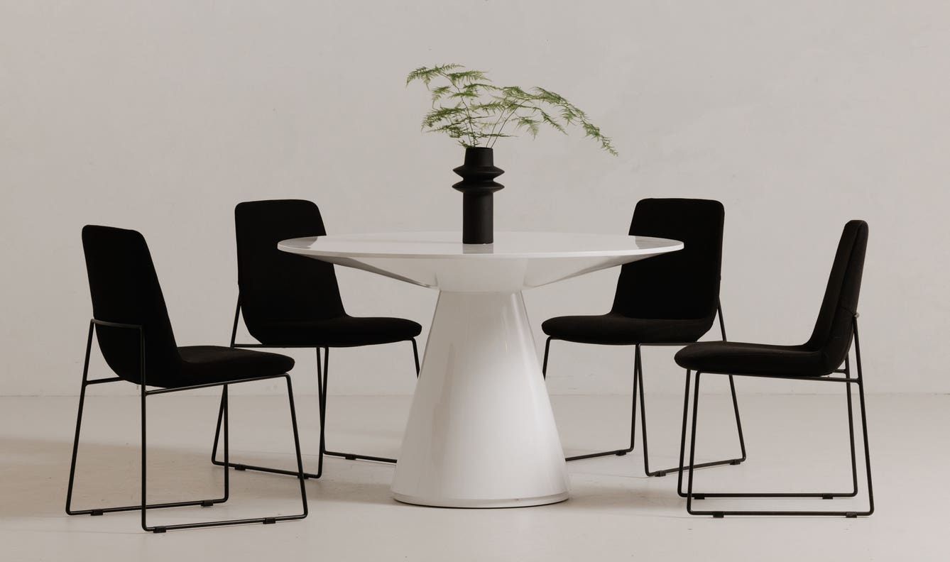 angle view of Otago Round Dining Table White luxury Kitchen & Dining Room Table